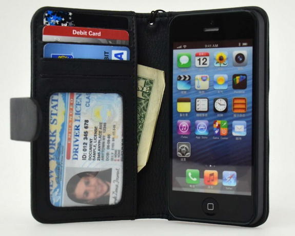 Navor iPhone Life Protective Deluxe Book Style Folio Wallet Leather Case for iPhone 5 & iPhone 5S