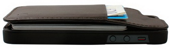 Slim Leather Wallet Case for iPhone 5 & 5S in Dark Brown - Holds up to 8 cards