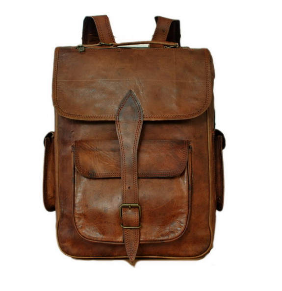 Ecocraftworld Leather Handmade Vintage Style Backpack