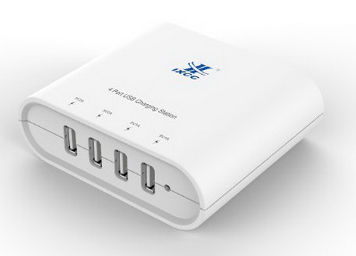 iXCC Quad USB 30W 6.2A White High Capacity FAST AC Charging Station 4 Port High Speed Charger