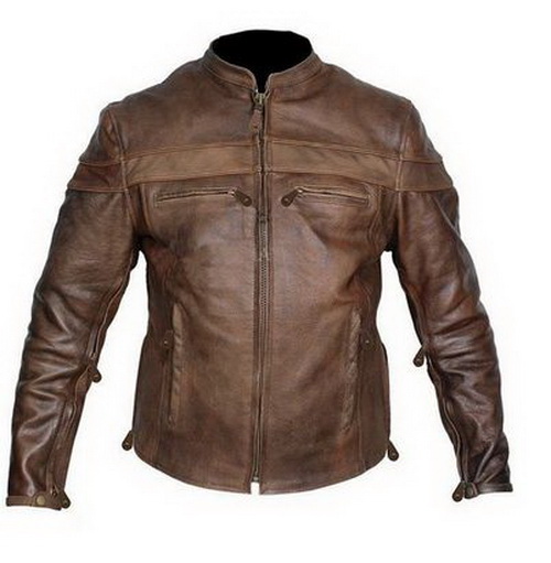 Leather Supreme Men's Buffalo Hide Caf Racer Motorcycle Jacket