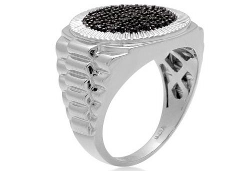 Men's Sterling Silver and Black Diamond Ring