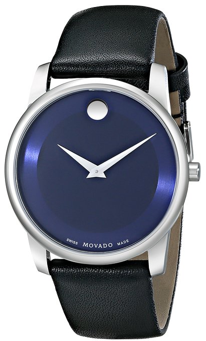 Movado Men's "Museum" Stainless Steel Watch With Black Leather