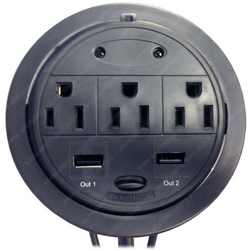 Power Tap Grommet with Hidden Power Center Power and 2 USB