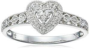 10k Gold Diamond Heart Ring - Christmas gift for wife