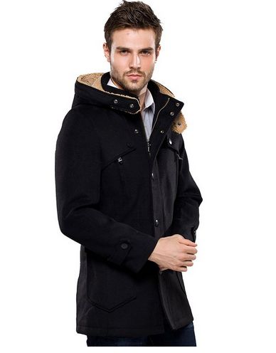 SSLR Men's Winter Woolen Pea Coat with Hood