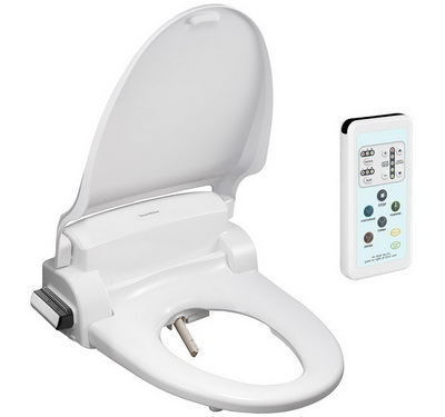 SmartBidet SB-1000 Electric Bidet for Elongated Toilets with Remote Control Electronic Heated Toilet Seat with Warm Air Dryer & Temperature Controlled Wash Functions