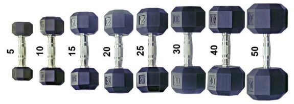 Ader Rubber Coated Hex Dumbbell Set 5-25 lbs