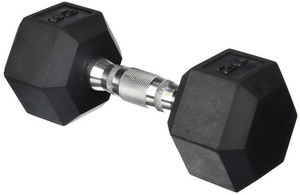 CAP Barbell Rubber Coated Hex Dumbbell with Contoured Chrome Handle