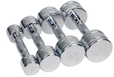 Gymenist Set of 2 Round Chrome Dumbbells with Chromed Metal Handles