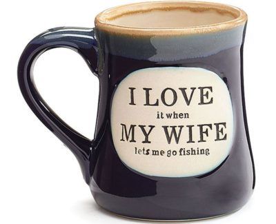 I Love My Wife Porcelain 18 oz Fishing Coffee Mug Fun Gift for Our Fisherman