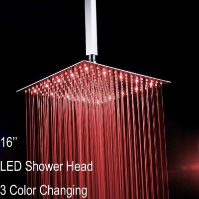 Fyeer 16 inch Square LED Fixed Rainfall Shower Head