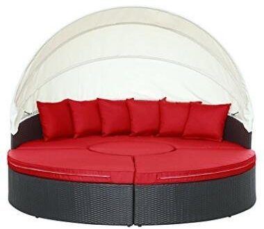 Husen 4-Piece Outdoor Round Daybed with Canopy Set