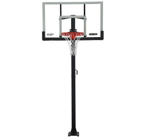 Lifetime Crank Adjust In Ground Basketball hoop Tempered Glass Backboard