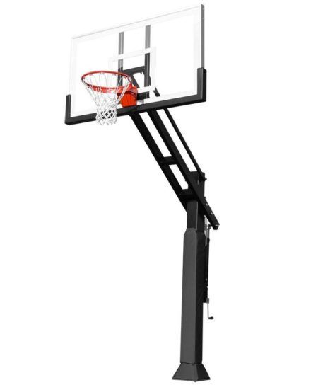 Pro Dunk Gold in-ground basketball hoop with 60 Inch Glass Backboard