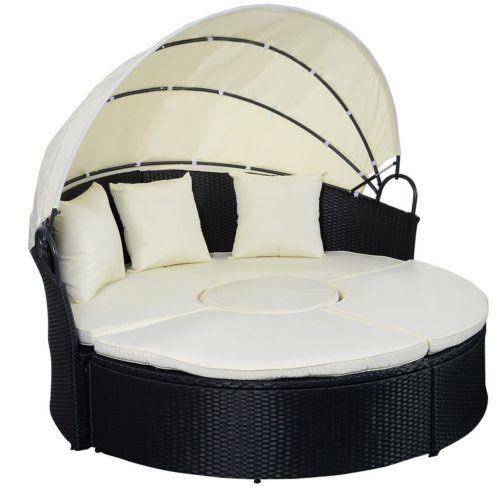 Tangkula Patio Outdoor Round Daybed with Canopy