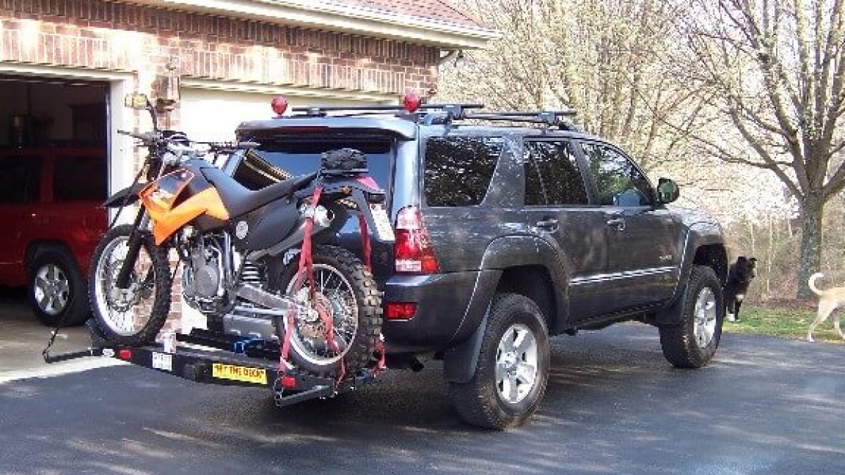 motorcycle on hitch carrier