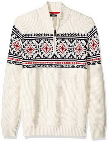 IZOD Men's Fairisle Quarter Zip 5 Gauge Sweater - great gift for dad in Christmas