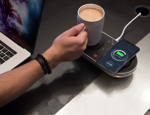 Nomodo Wireless Qi-Certified Fast Charger with Mug Warmer/Drink Cooler - unique gift idea for busy dad