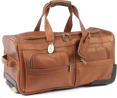 Claire Chase Leather Rolling Duffel Bag for men in Cafe