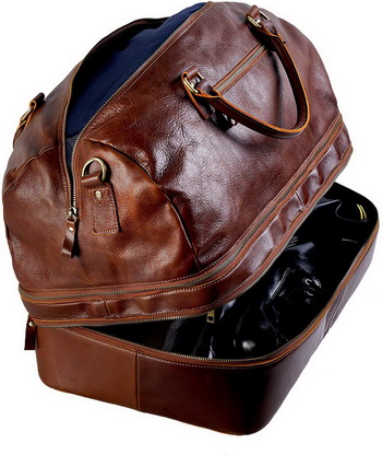 Kairolan Large Expandable Genuine Leather Duffle Bag for men