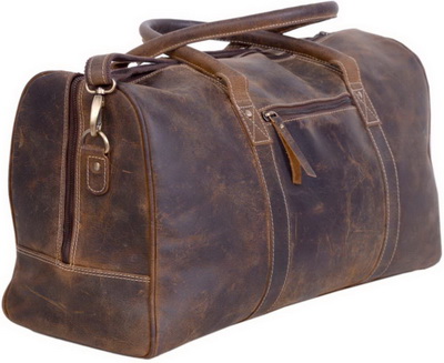 KomalC Leather Travel Duffel Bag for Men