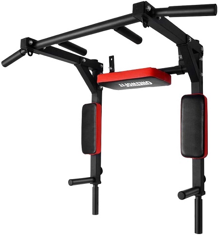 ONETWOFIT Wall Mounted Pull Up Bar & Dip Station