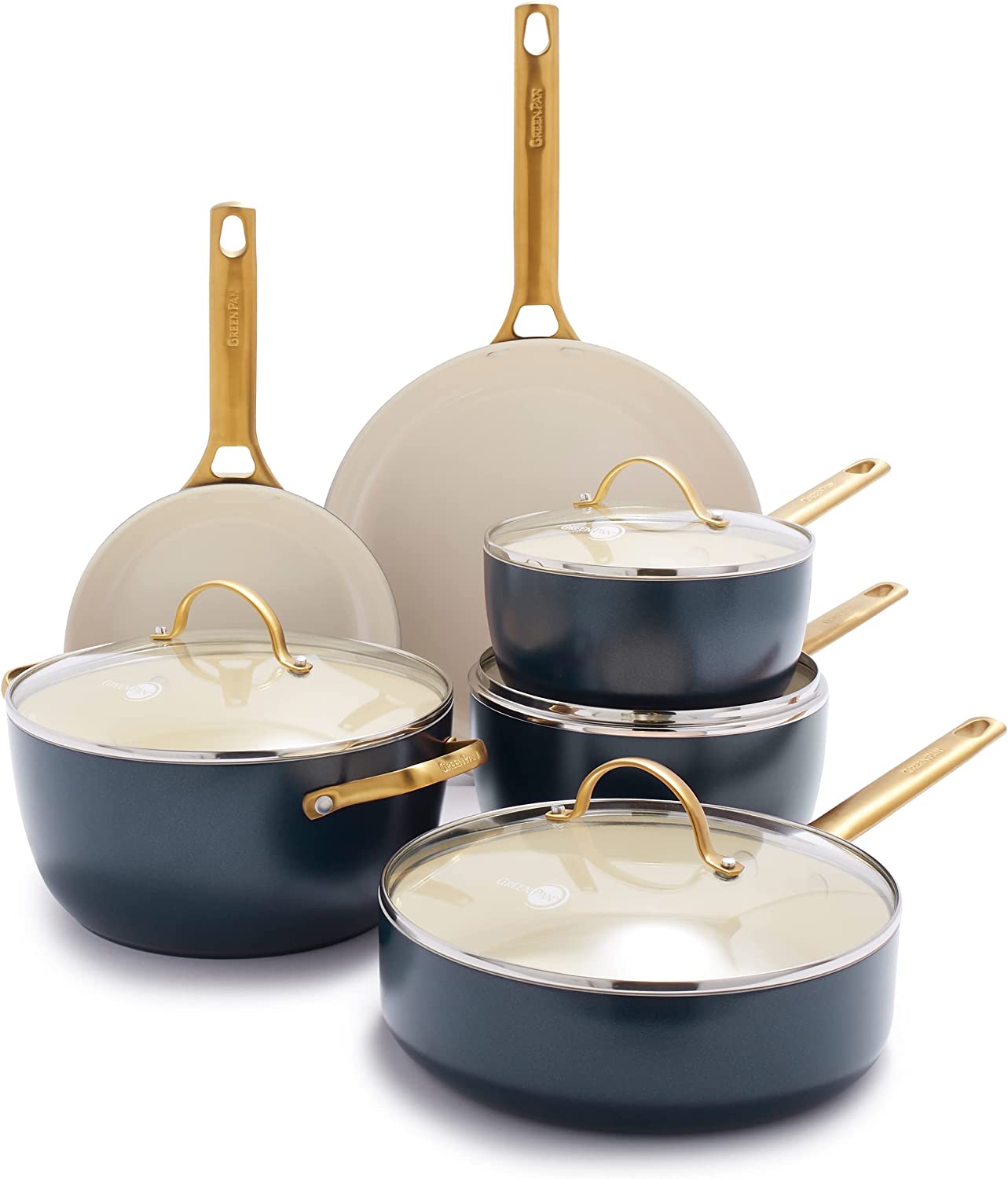 GreenPan Ceramic Nonstick 10 Piece Cookware Pots and Pans Set